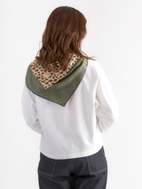 DOUBLE FACE SILK SCARF 65 / MATERIAL IMAGE & LEOPARDDOT