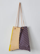 <プリントトートバッグL>ラフィア ジオメストライプ
