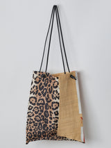 PRINT TOTE BAG L / RAFFIA LEOPARD