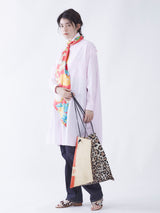 PRINT TOTE BAG L / RAFFIA LEOPARD