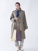 <プリントトートバッグL>ラフィア ジオメストライプ