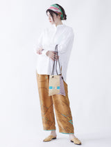 <プリントトートバッグS>ラフィア ジオメストライプ