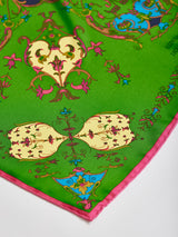 <シルクスカーフ88>オーナメント花柄