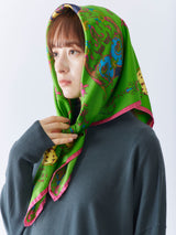 <シルクスカーフ88>オーナメント花柄