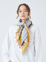 COTTON SILK STOLE WITH POMPOM 120 / STICK