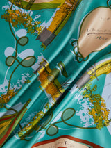 <シルクスカーフ65>コラージュフラワーバルーン