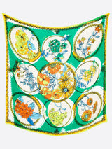 <リネンミックスストール120>コラージュサークルフラワー