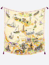 LINEN MIX STOLE WITH TASSEL 120 / RESORT MAP