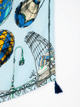 <リネンミックスストールタッセル付き120>バルーンスカイ