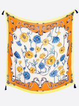 <リネンミックスストールタッセル付き120>フローイングポピー