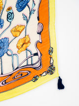 <リネンミックスストールタッセル付き120>フローイングポピー