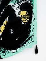 <リネンミックスストールタッセル付き120>フラワードローバンダナ