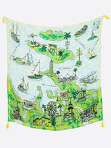 LINEN MIX STOLE WITH TASSEL 120 / RESORT MAP