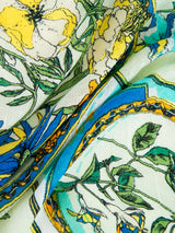 <リネンミックスストールタッセル付き120>コラージュサークルフラワー