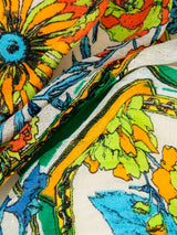 <リネンミックスストールタッセル付き120>コラージュサークルフラワー