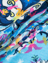 <リネンミックスストールタッセル付き120>コラージュオーナメントフラワー