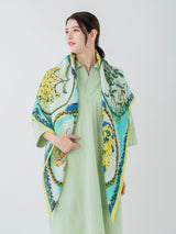 <リネンミックスストール120>コラージュサークルフラワー