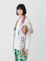 LINEN MIX STOLE 120 / BALLOON SKY