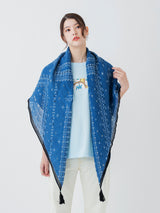 <リネンミックスストールタッセル付き120>ボーダーバンダナ