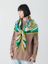 <リネンミックスストール120>コラージュサークルフラワー