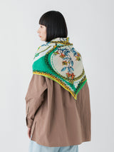 <リネンミックスストール120>コラージュサークルフラワー