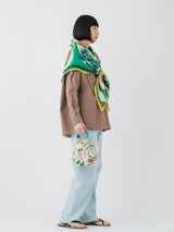 <リネンミックスストール120>コラージュサークルフラワー