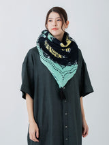 <リネンミックスストールタッセル付き120>フラワードローバンダナ