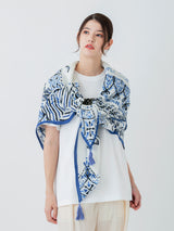 <リネンミックスストールタッセル付き120>ドローバンダナ