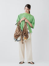 FRONT RIBBON BAG L / LEOPARD BEG