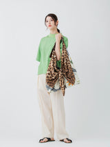 FRONT RIBBON BAG L / LEOPARD BEG