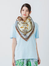 <リネンミックスストール120>コラージュサークルフラワー