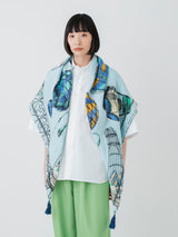 <リネンミックスストールタッセル付き120>バルーンスカイ