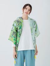 LINEN MIX STOLE WITH TASSEL 120 / RESORT MAP