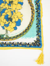 <リネンミックスストールタッセル付き120>コラージュサークルフラワー