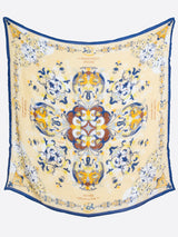 <リネンミックスストール120>コラージュオーナメントフラワー