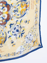 <リネンミックスストール120>コラージュオーナメントフラワー