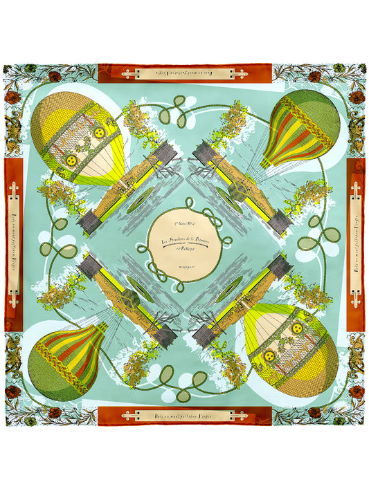 SILK SCARF 88 / COLLAGE FLOWER BALLOON