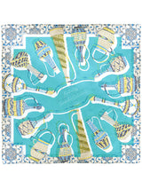 <シルクスカーフ65>コラージュウィッカーボトル