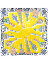 <シルクスカーフ65>コラージュウィッカーボトル