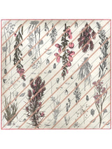 <Silk Scarf 65> Collage Botanical Flower