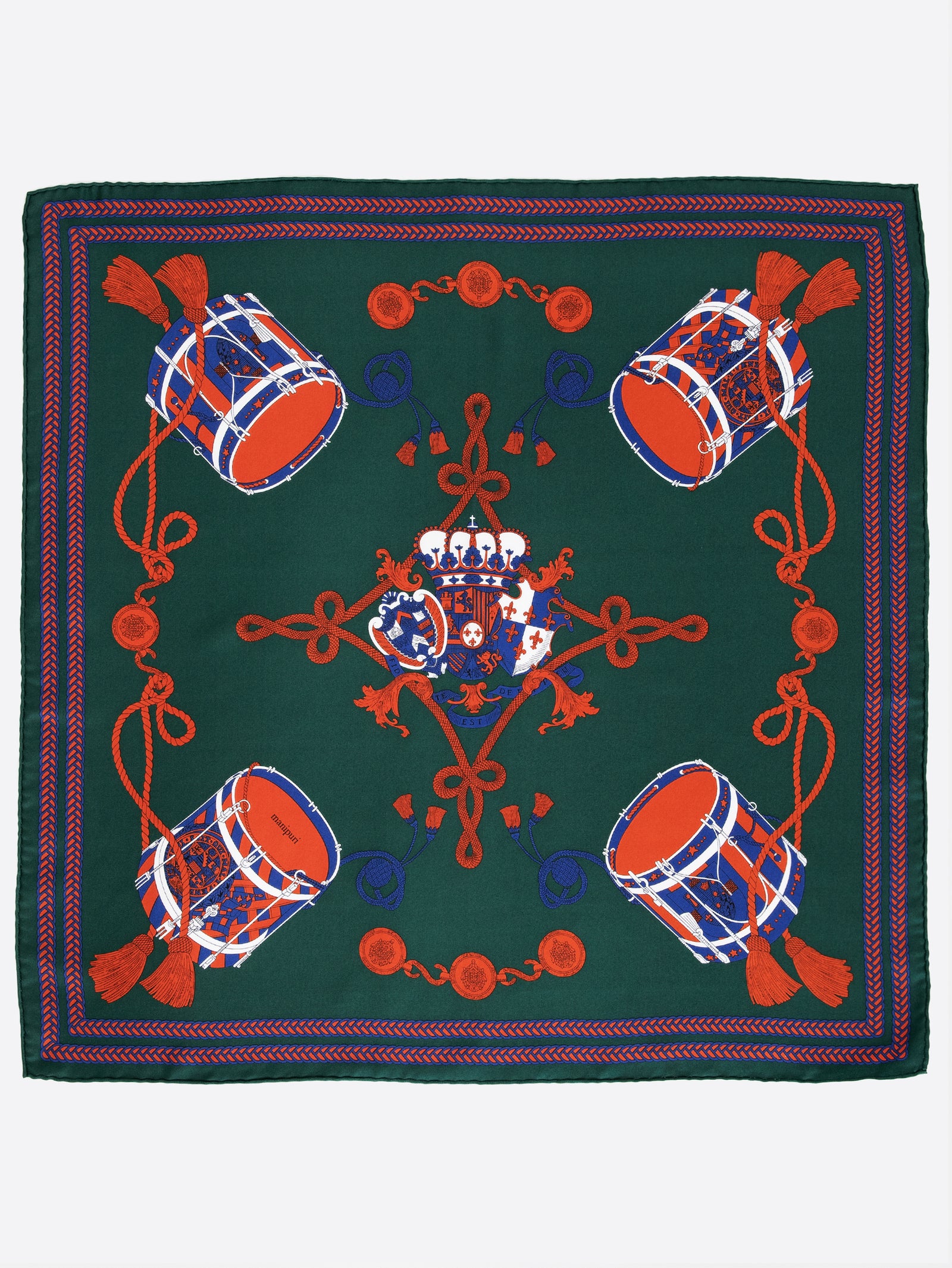 新品タグ付 manipuri シルク100% ドラム柄スカーフ ベージュ シルクスカーフ65＞ドラム – manipuri