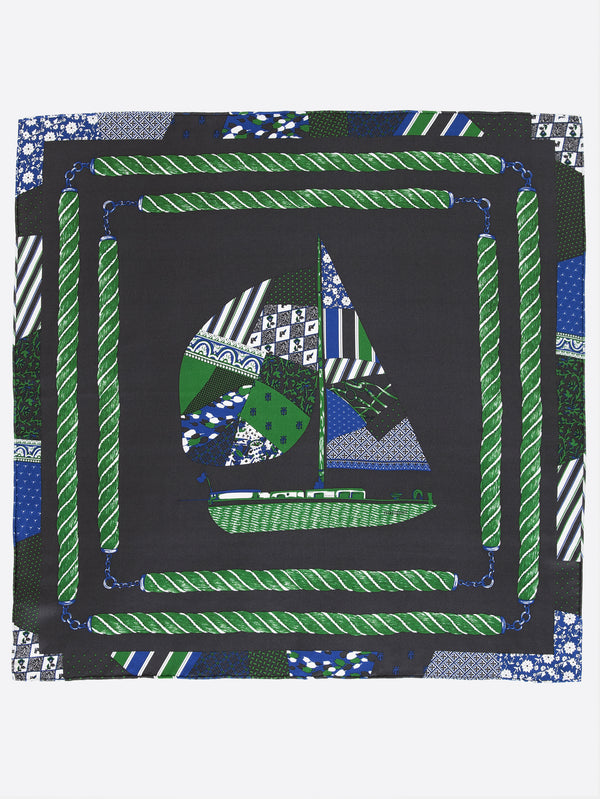 ＜シルクスカーフ65＞パッチワークヨット
