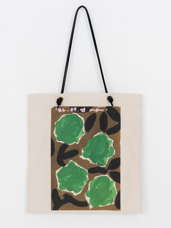 CANVAS PRINT TOTE BAG / GREEN FLOWER