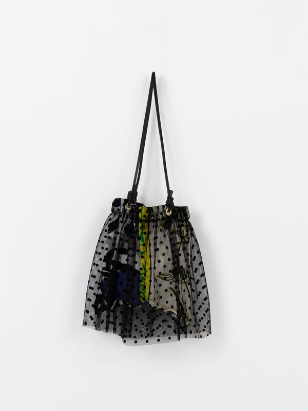 PRINT TOTE BAG WITH TULLE S / FLORA