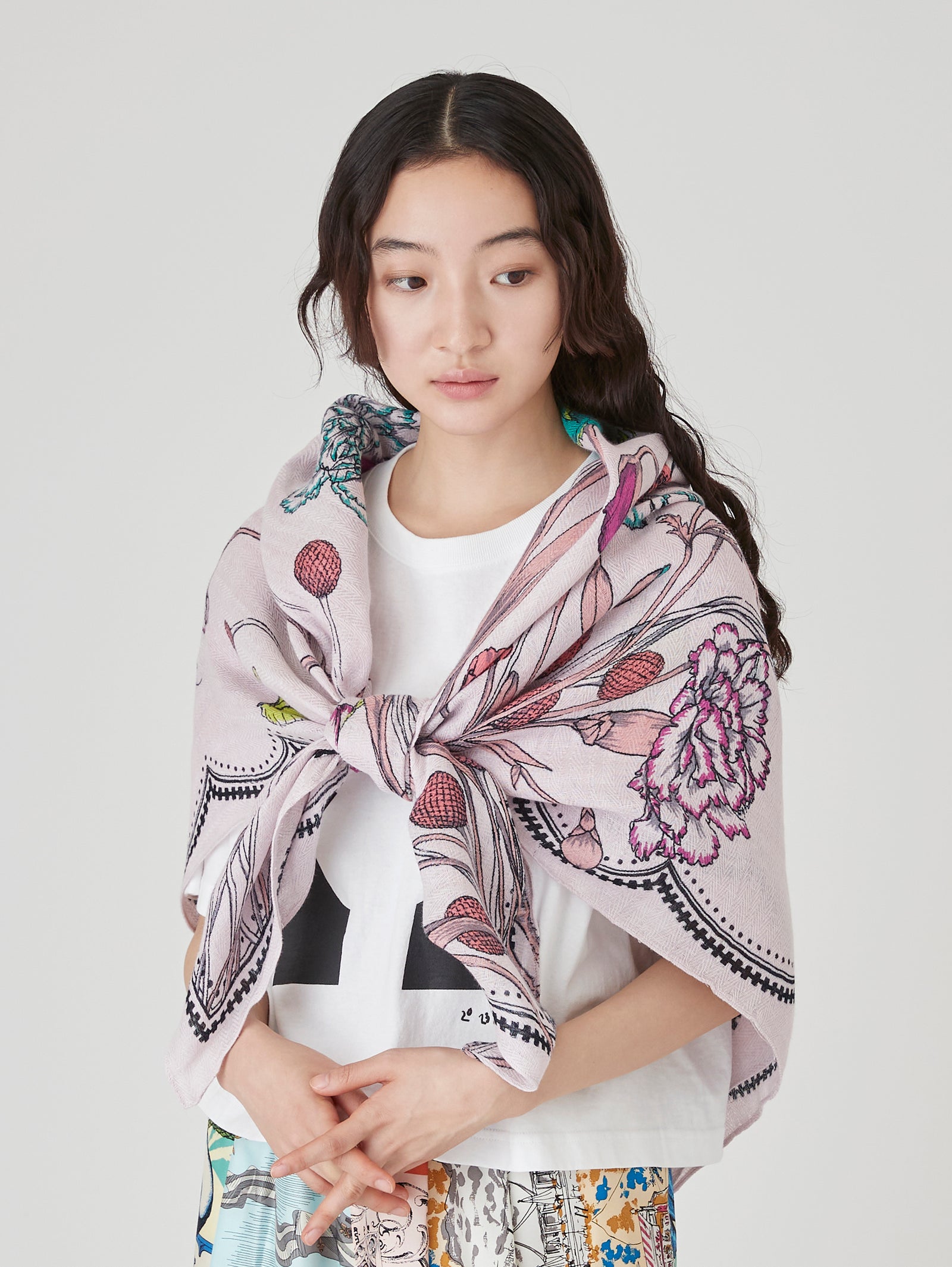 マニプリ /バルーンプリント　ピンク120cmリネンミックス　ストール 22_11_18_maniouri_27875_1600x.