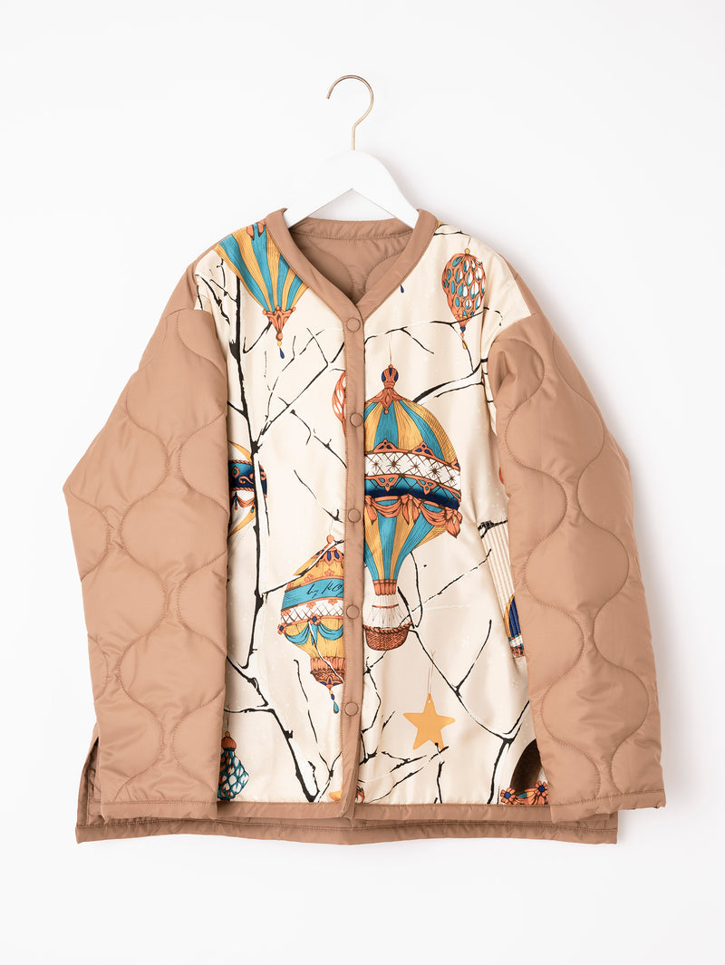 &lt;Quilted W Cocoon Coat&gt; Abstract