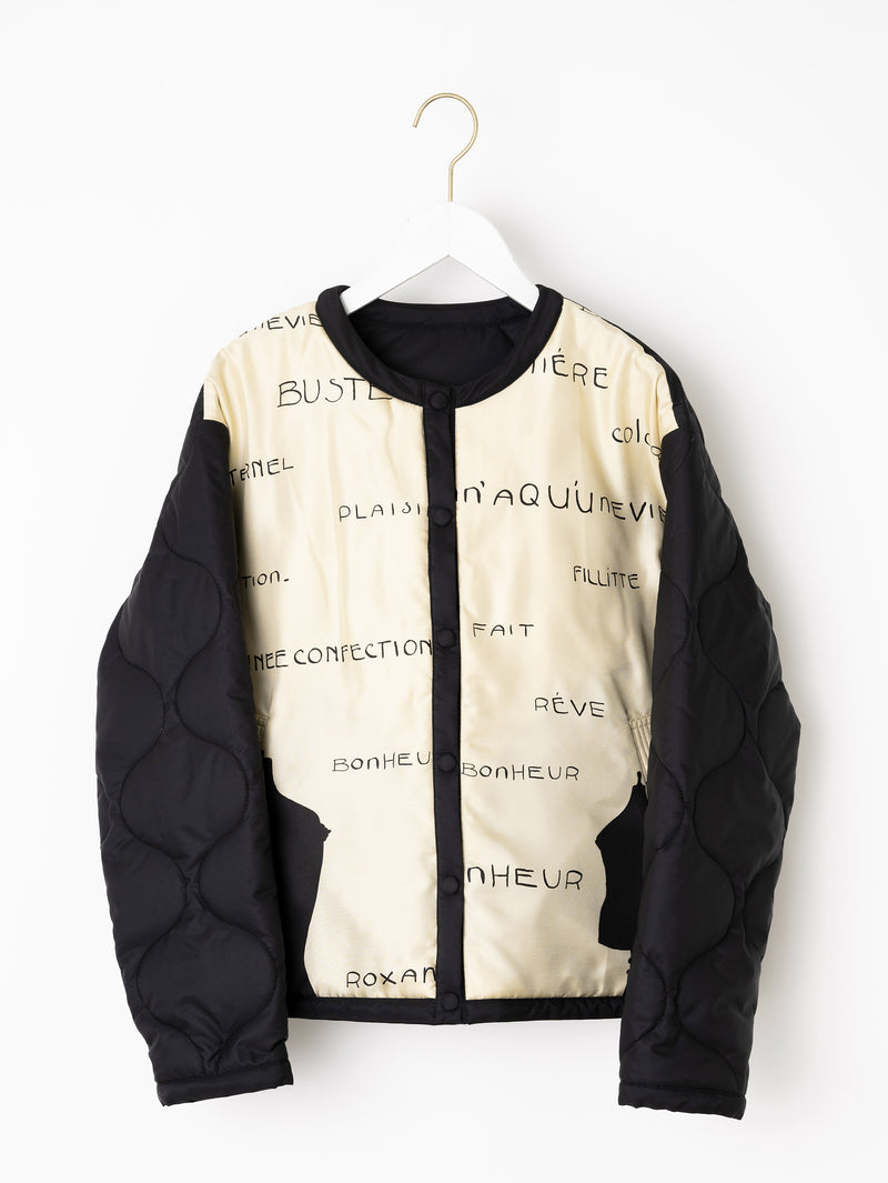 &lt;Quilted W Cocoon Coat&gt; Abstract