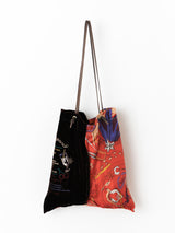 VELVET EMBROIDERED TOTE BAG L / HOT WINE