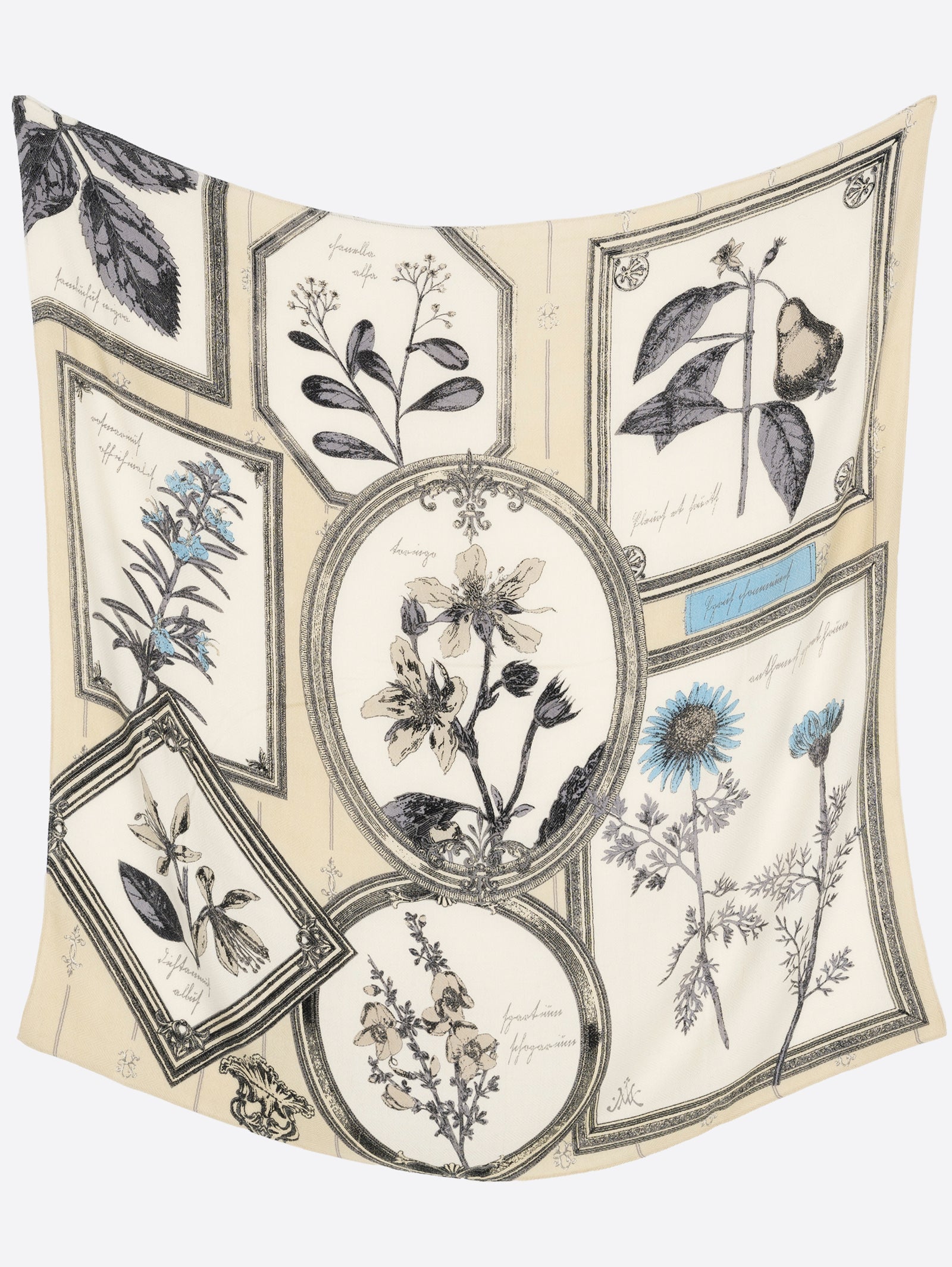 ウールシルクストールヘリンボーン織120＞フレームフラワー – manipuri