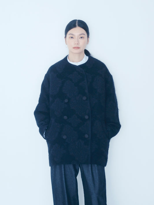 JACQUARD COAT / BLACK